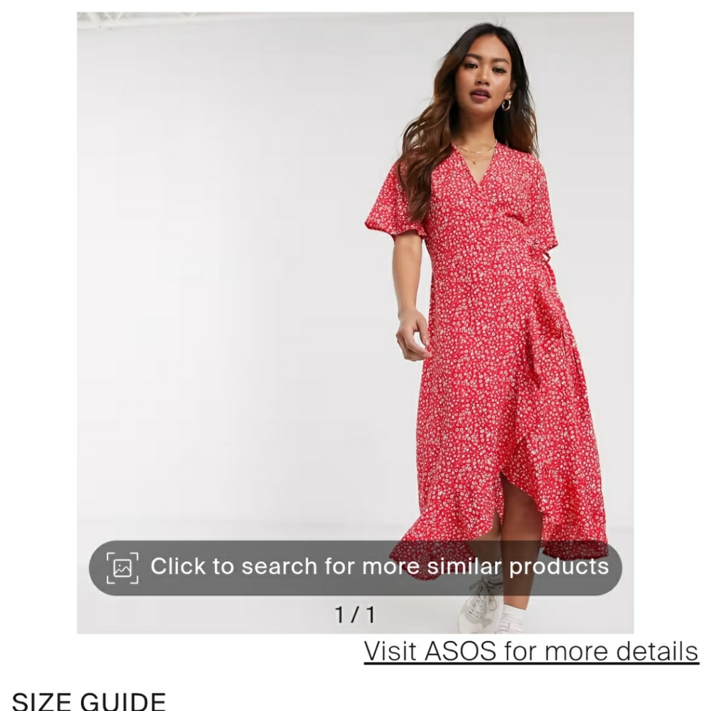 Red Midi Dress with Flutter Sleeves and V-neck for Wedding Guest